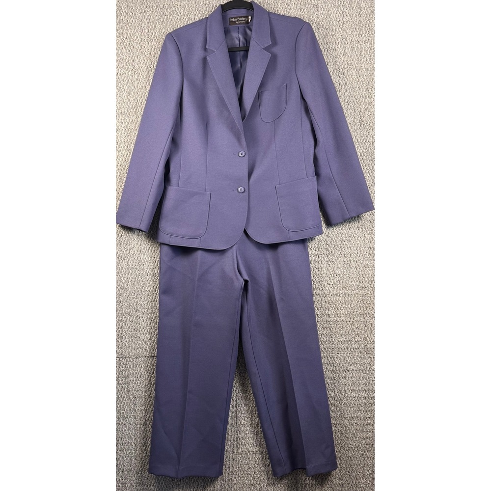 Haberdashery by Personal Vintage Pant Suit Set 12 14 Purple 70s 80s Blazer Pants